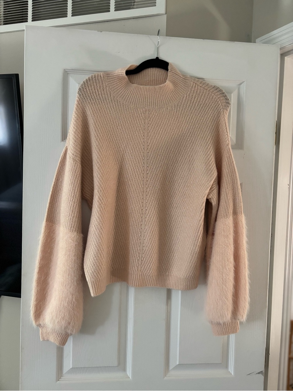 Amaryllis Blush Balloon-Sleeve Cowl Sweater